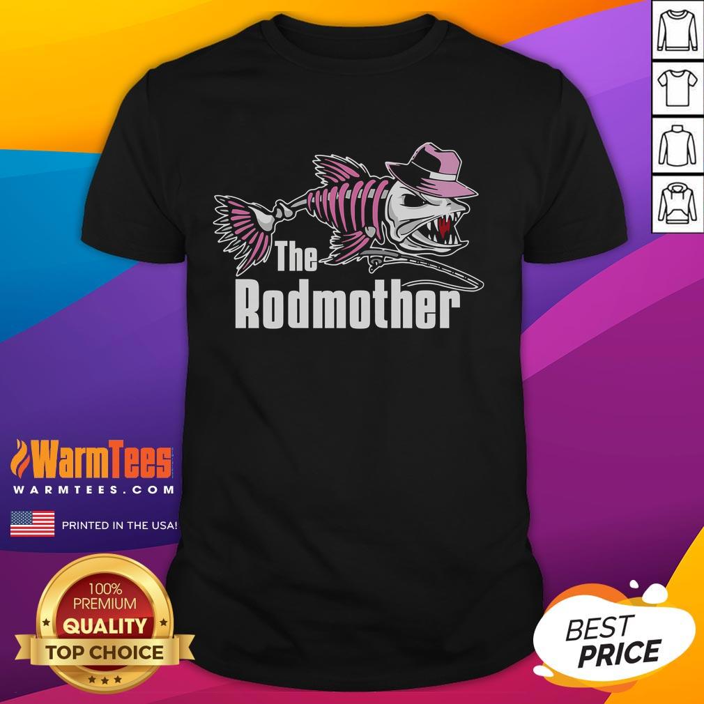 Funny The Rodmother Fishing Mom T-Shirt featuring humorous fishing graphics for dedicated fishing mothers.