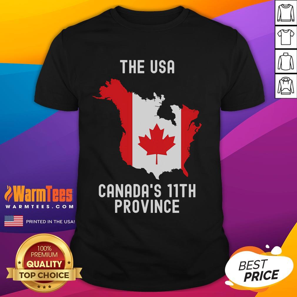 Funny USA Canadas 11th Province T-Shirt featuring humorous graphics celebrating Canadian-American culture.
