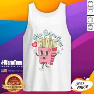 Funny Valentine's Day tank top with 'Fries Before Guys' slogan, perfect for celebrating love and humor on February 14th.
