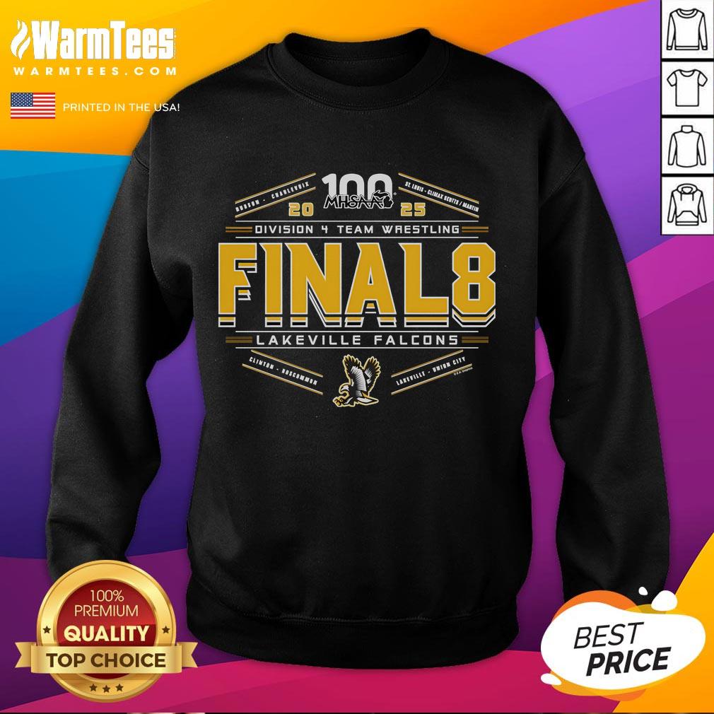 LakeVille Falcons sweatshirt celebrating the Good 2025 MHSAA Team Wrestling Final 8 D4 championship victory.
