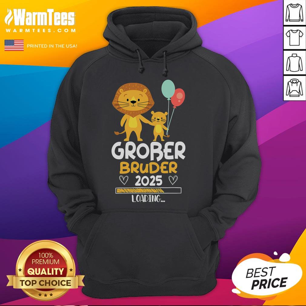 Baby boy in a lion hoodie, showcasing 'Good Big Brother 2025' design, perfect for proud siblings and playful outfits.