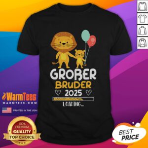Good Big Brother 2025 Loading Baby Lion Boy T-Shirt featuring a cute lion graphic, perfect for proud siblings.