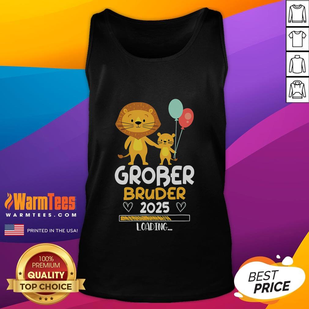 Baby lion boy wearing a tank top with 'Good Big Brother 2025' design, perfect for proud siblings and lion lovers.