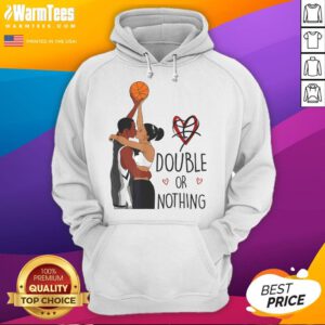 Couple wearing 'Double or Nothing, I Love You' hoodies, celebrating Black History Month in stylish basketball attire.