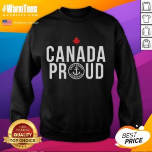 Cozy Good East Coast Lifestyle Canada Proud Sweatshirt displayed on a wooden table, perfect for casual wear and pride.