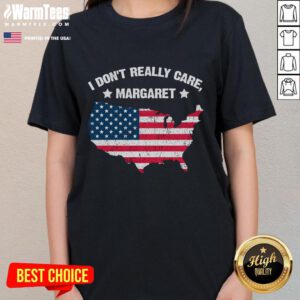 Humorous 'Good, I Don't Really Care' meme featuring JD Vance on an America map, printed on a ladies tee.