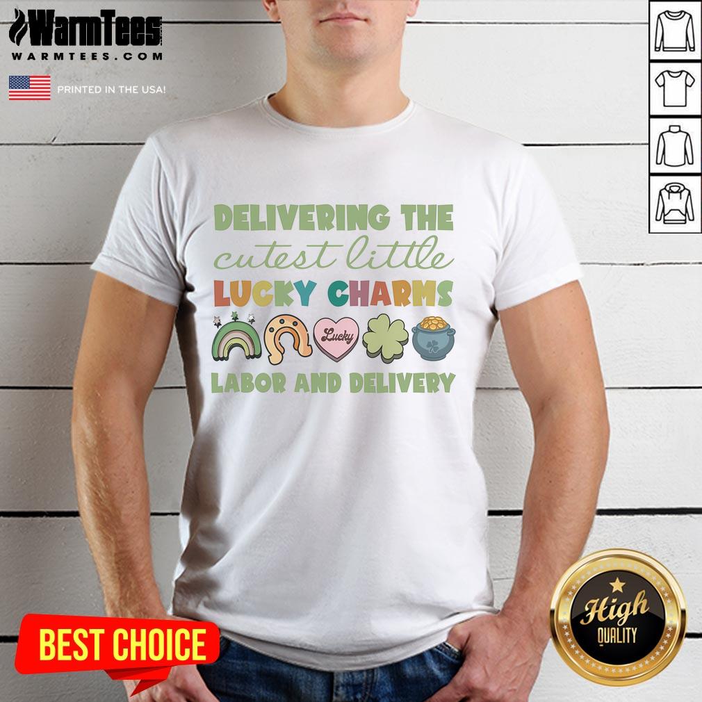 Good Labor And Delivery Nurse St Patrick's Day T-Shirt featuring festive green design for nurses celebrating the holiday.