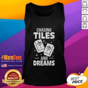 Asian player wearing a Mahjong tank top, chasing tiles and dreams in an intense game of Mahjong.