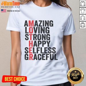 Good Mother definition graphic on a Happy Mother's Day tee, showcasing amazing, loving, and strong qualities for moms.