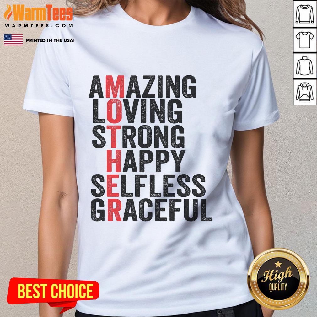 Good Mother definition graphic on a Happy Mother's Day tee, showcasing amazing, loving, and strong qualities for moms.