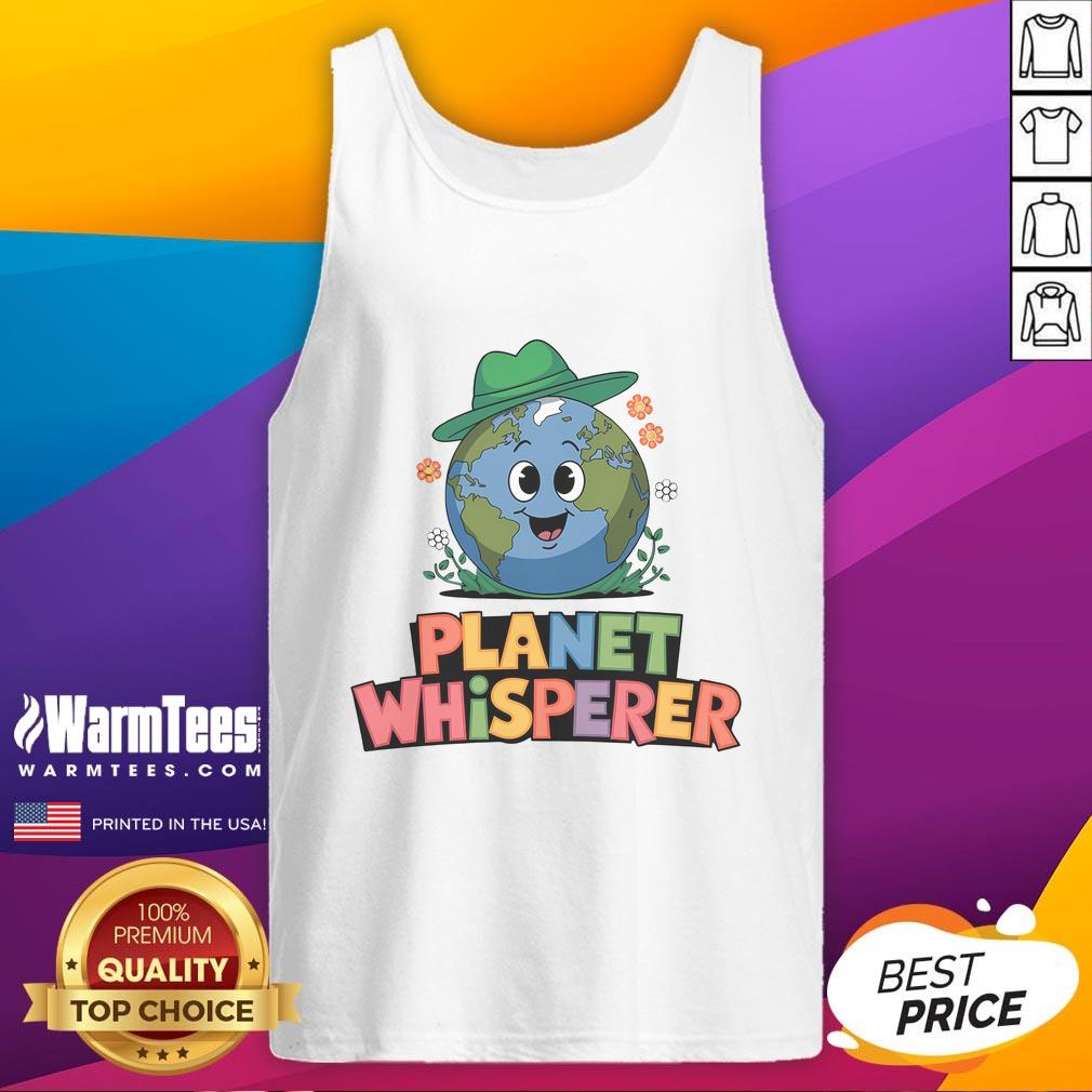 Nature lover wearing a Good Planet Whisperer tank top at a school field day, enjoying outdoor adventure activities.