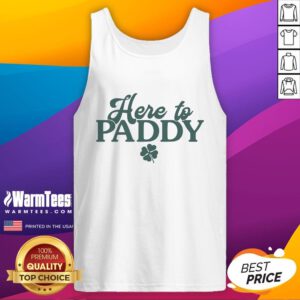 Good St. Patrick's Day 'Here to Paddy' tank top design featuring festive green and gold colors, perfect for celebrations.