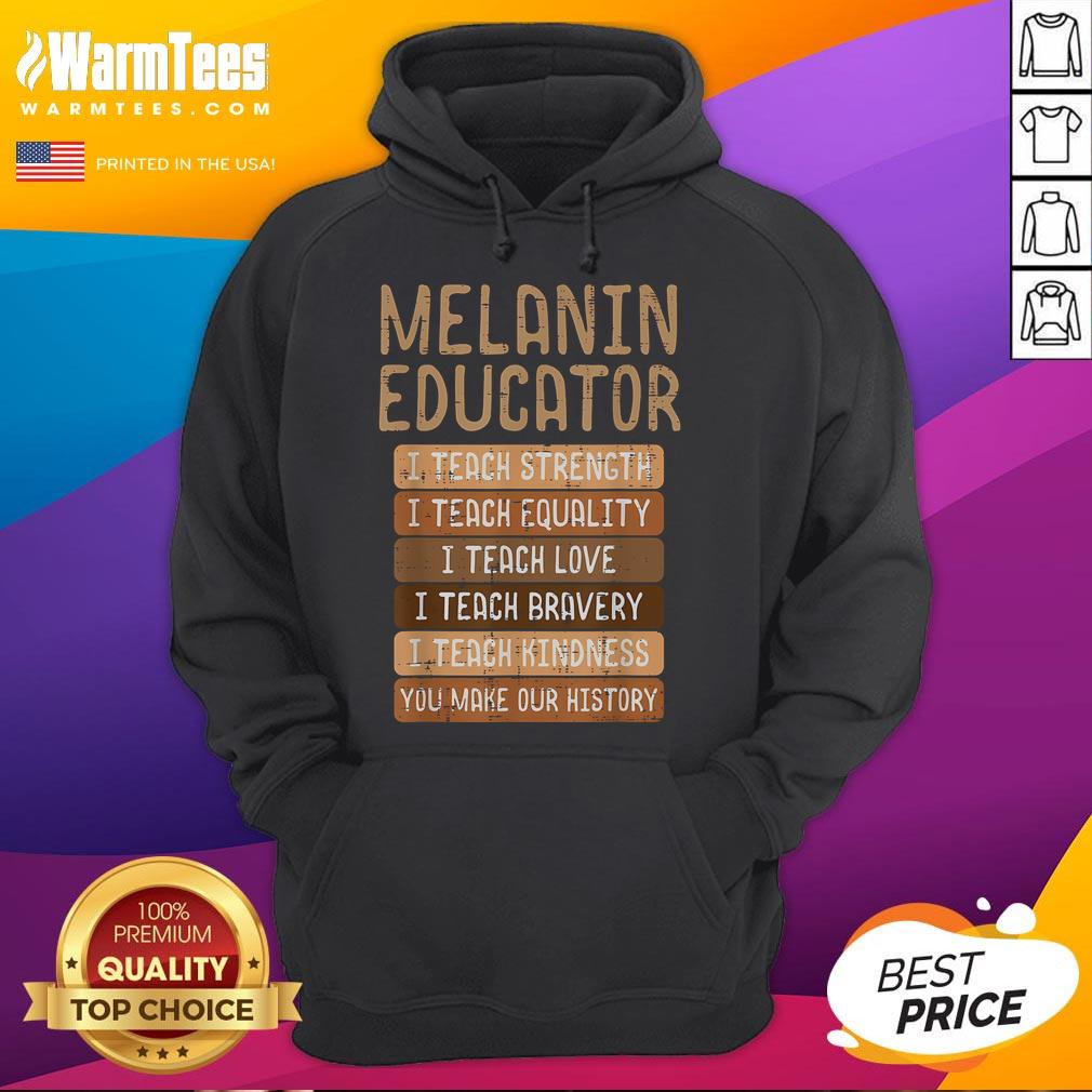 Alt Text: Black History hoodie featuring a melanin educator celebrating African pride and culture.