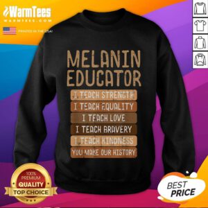 Nice Black History Melanin Educator teaching African Pride in a stylish sweatshirt, celebrating cultural heritage.