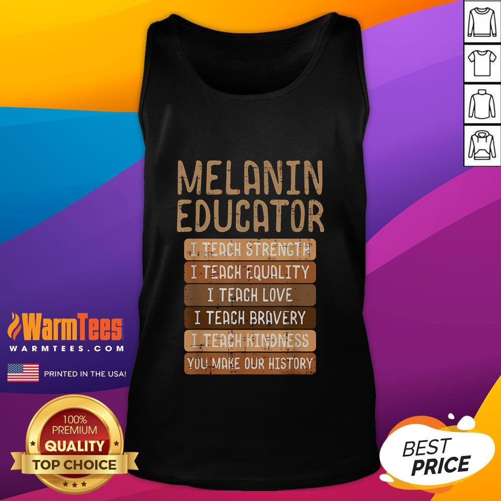 Melanin educator wearing a 'Nice Black History' tank top, celebrating African pride and culture.