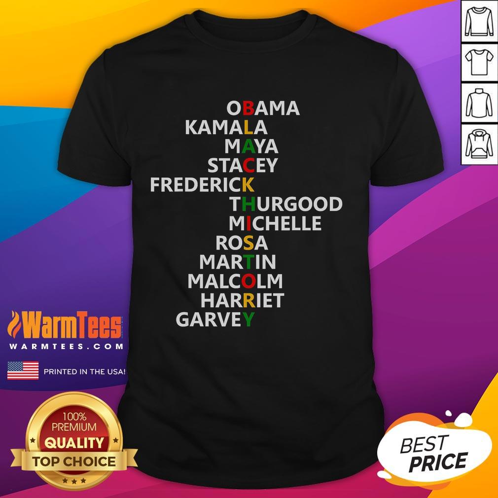 Nice Black History Month Leaders T-Shirt featuring prominent figures in Black history, celebrating cultural heritage and unity.