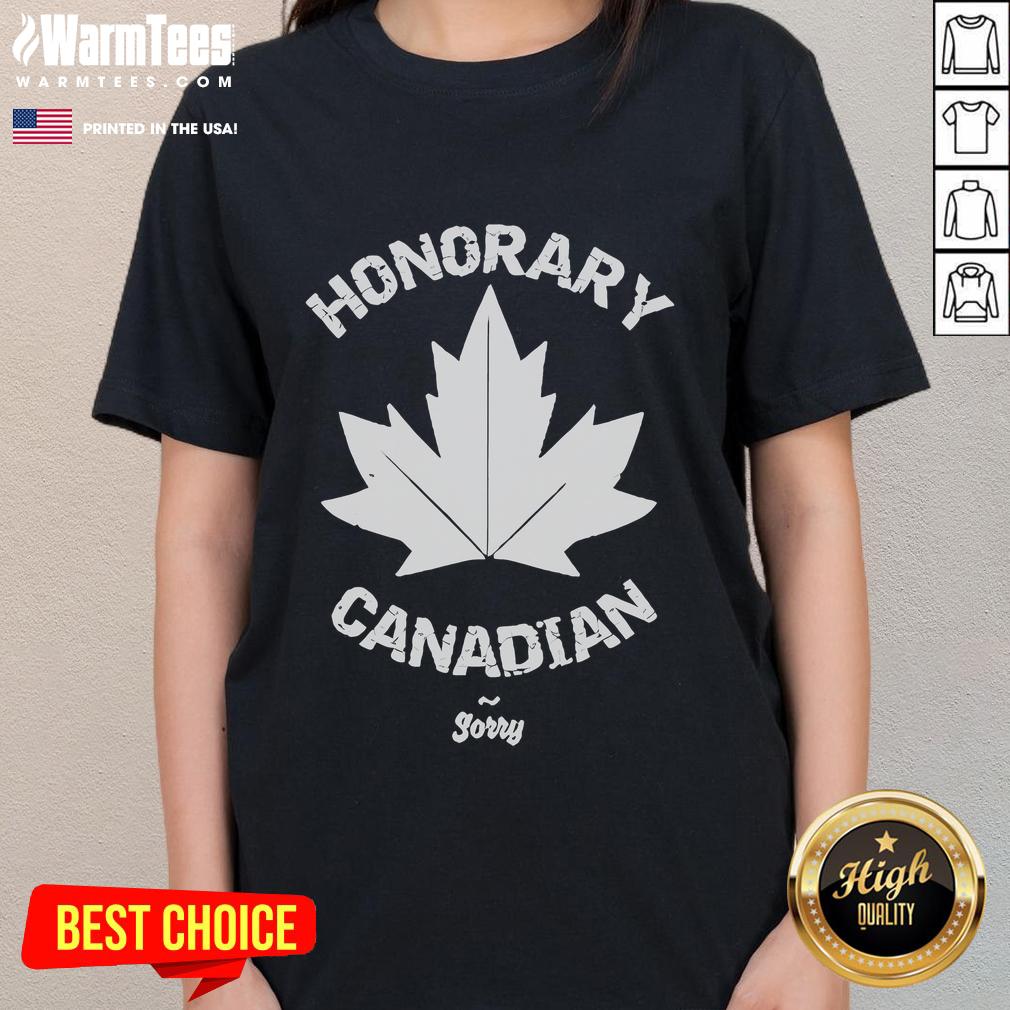 Nice Dave Hill Honorary Canadian Sorry Ladies Tee featuring a playful design and vibrant colors for casual wear.