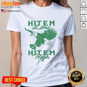Nice Hit Em Low Hit Em High Ladies Tee featuring a stylish design perfect for casual wear and everyday comfort.