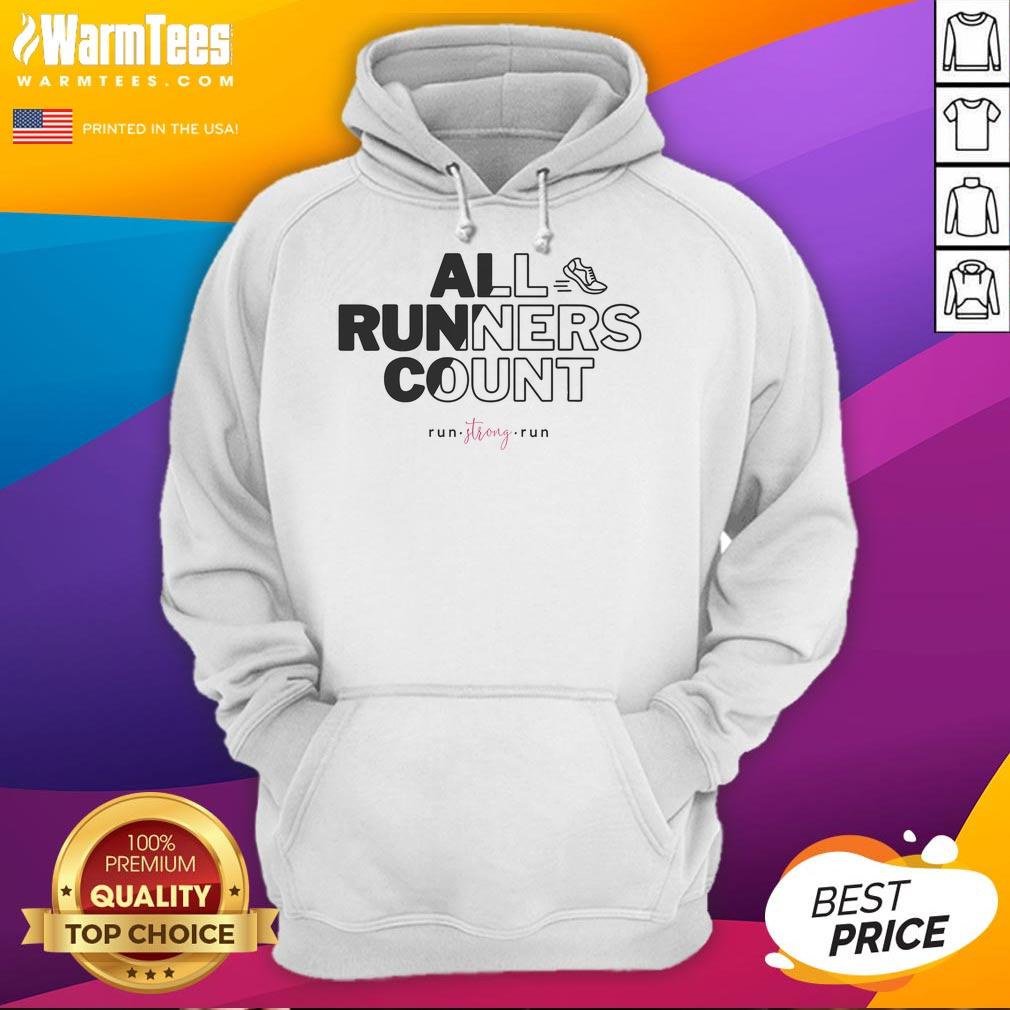 Alt Text: Official All Runners Count Run Strong Run Hoodie in vibrant color, perfect for active runners and fitness enthusiasts.
