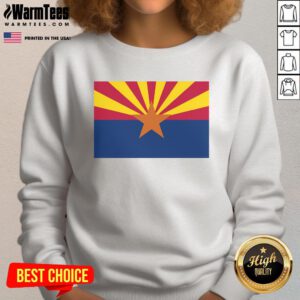 Official Arizona Flag Sweatshirt featuring vibrant colors and emblem, perfect for showcasing your Arizona pride.
