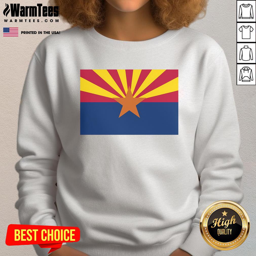 Official Arizona Flag Sweatshirt featuring vibrant colors and emblem, perfect for showcasing your Arizona pride.
