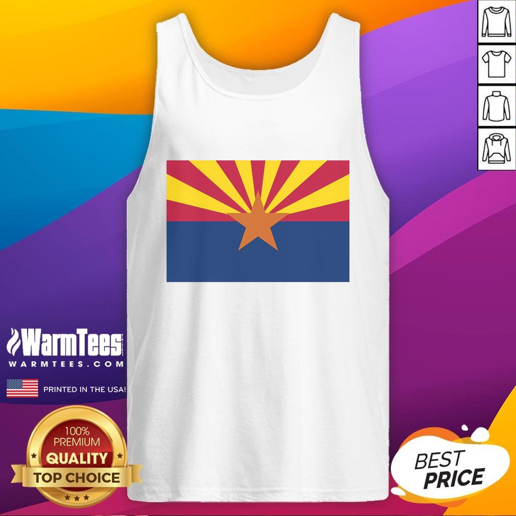 Official Arizona Flag Tank Top featuring vibrant colors and state emblem, perfect for summer wear and Arizona pride.