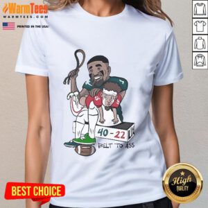 Official Jalen and Patrick Belt to Ass 40-22 Ladies Tee featuring a stylish design for fans of Jalen and Patrick.