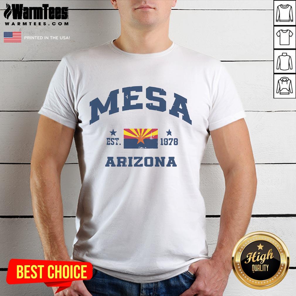 Vintage Mesa Arizona T-Shirt Est 1878 featuring retro design, perfect for fans of Arizona state pride and casual wear.