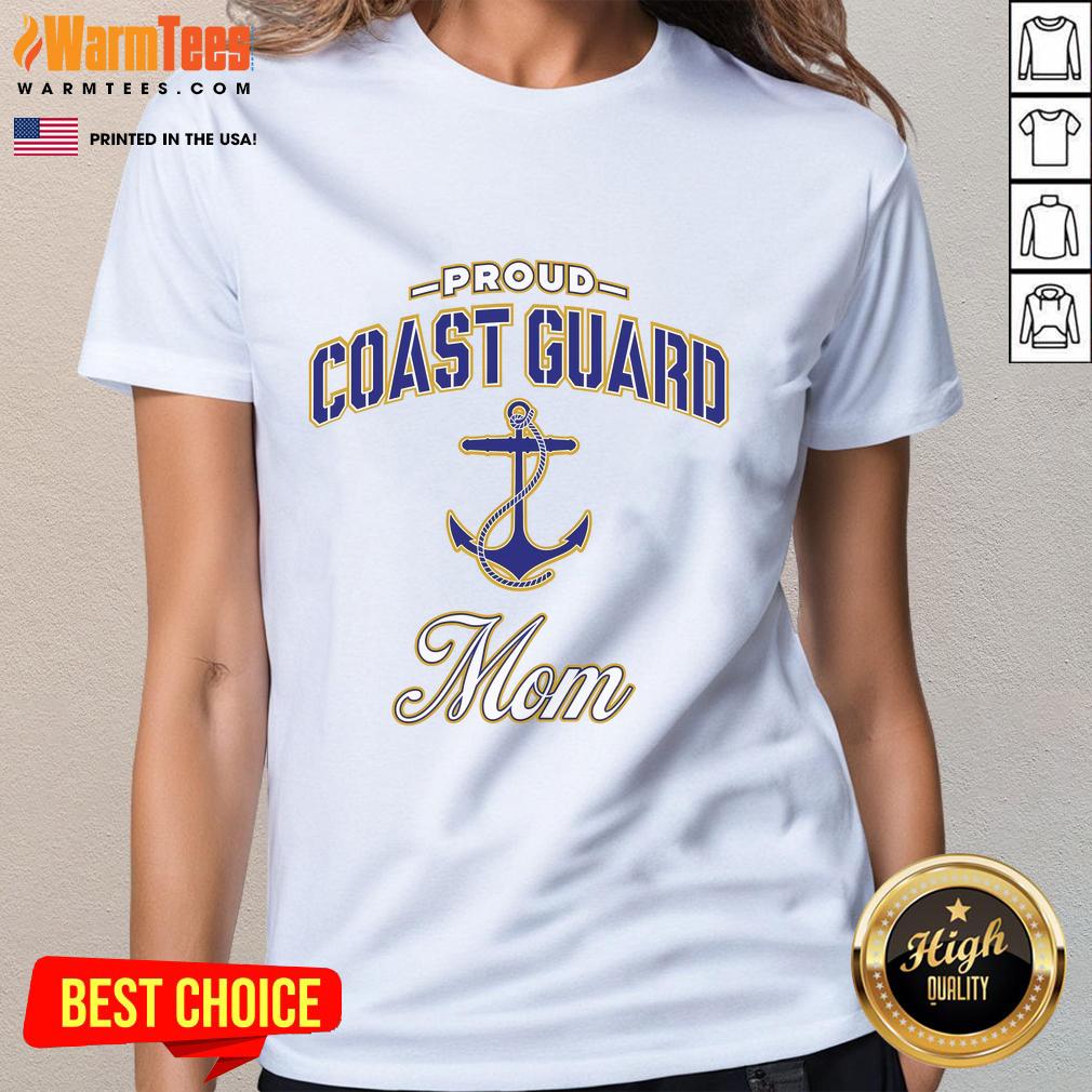 Official Proud Coast Guard Mom Ladies Tee featuring a stylish design celebrating Coast Guard moms with pride.