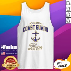 Official Proud Coast Guard Mom Tank Top in navy blue, showcasing pride with a stylish design for Coast Guard mothers.