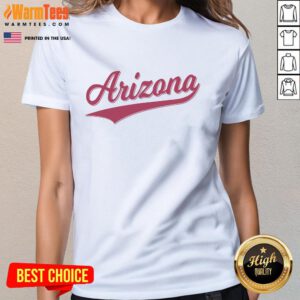 Premium Arizona Varsity Script Classic Ladies Tee in soft fabric, featuring stylish script design for casual wear.