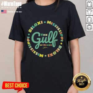 Pretty Biloxi, Mississippi ladies tee showcasing The Gulf of Mexico's stunning coastline and vibrant beach scenery.