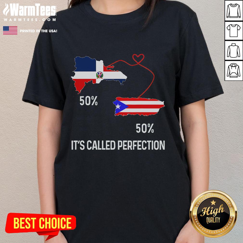 Top half of a Puerto Rican and Dominican flag map combined on a ladies tee, showcasing cultural pride and unity.