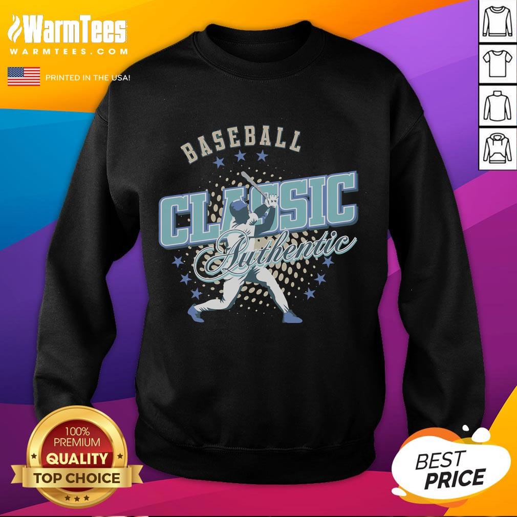 Awesome Baseball Classic Authentic Sweatshirt in navy blue, featuring a vintage logo and soft fabric for ultimate comfort.