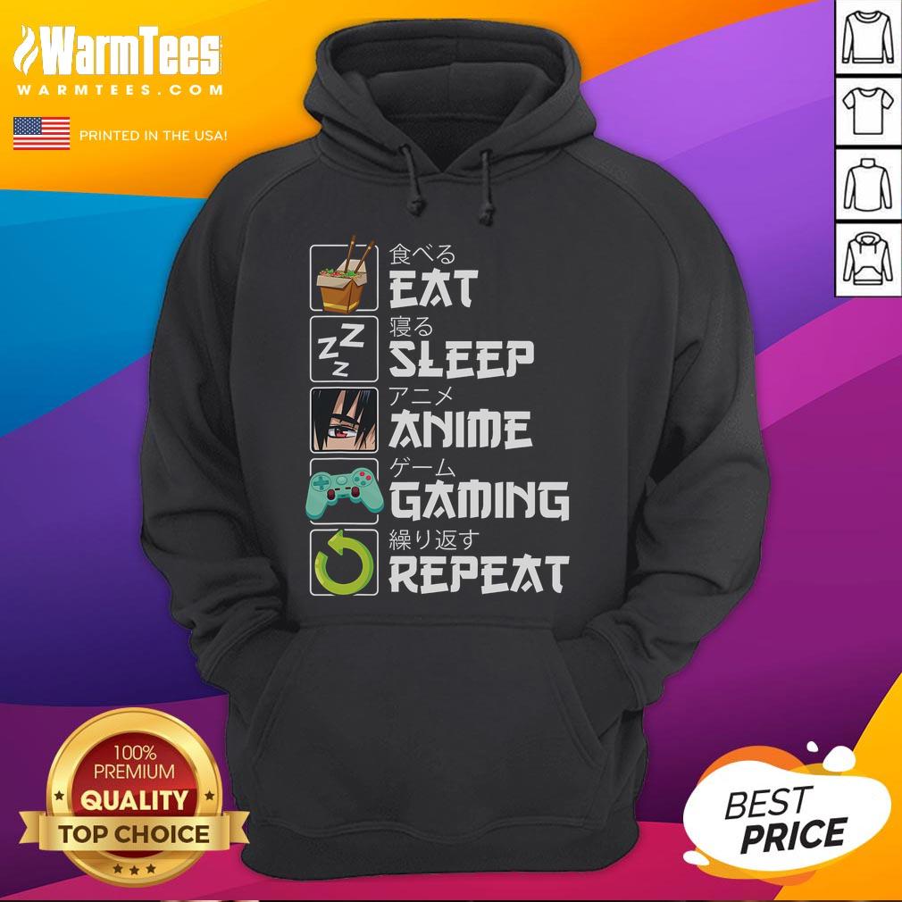 Awesome Eat Sleep Anime Gaming Repeat Kawaii Otaku Anime Manga Hoodie featuring vibrant designs and cozy fit.