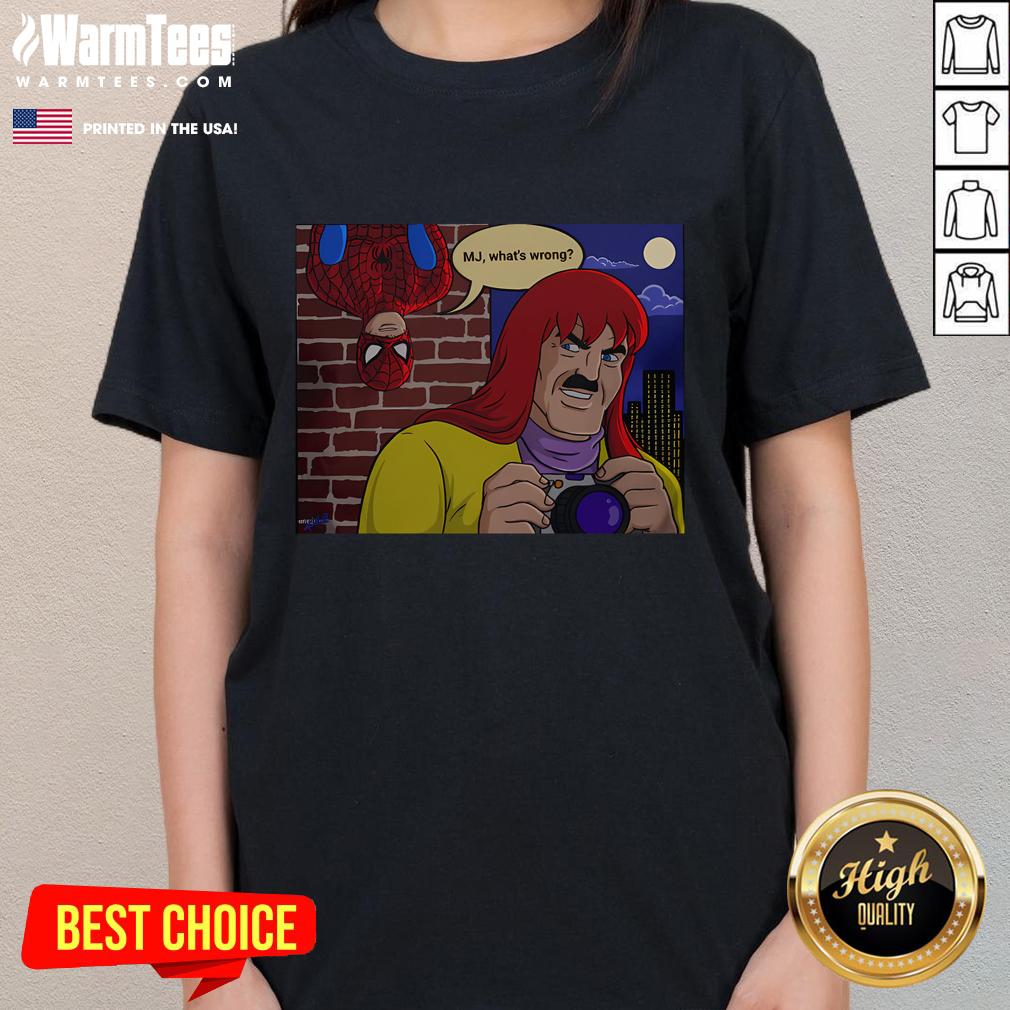 Awesome Spider-Man MJ What's Wrong Jameson's Disguise Ladies Tee showcasing vibrant graphic design and stylish fit.