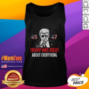 Alt Text: Awesome Trump Was Right About Everything tank top featuring American flag design, perfect for patriots and supporters.