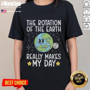 Womens cute tee featuring a fun design of the Earths rotation, perfect for casual wear and expressing your love for science.