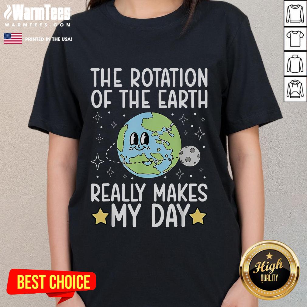 Womens cute tee featuring a fun design of the Earths rotation, perfect for casual wear and expressing your love for science.