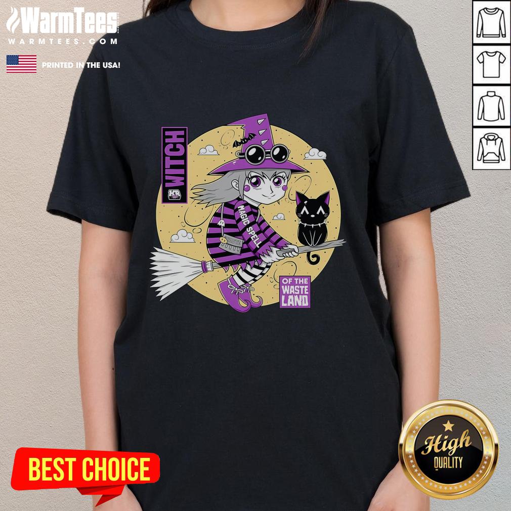 Alt Text: Cute Witch of the Wasteland ladies tee featuring a whimsical design perfect for Halloween and casual wear.