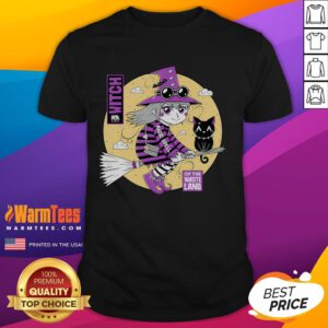Cute Witch Of The Wasteland T-Shirt featuring a whimsical witch design in a post-apocalyptic landscape.