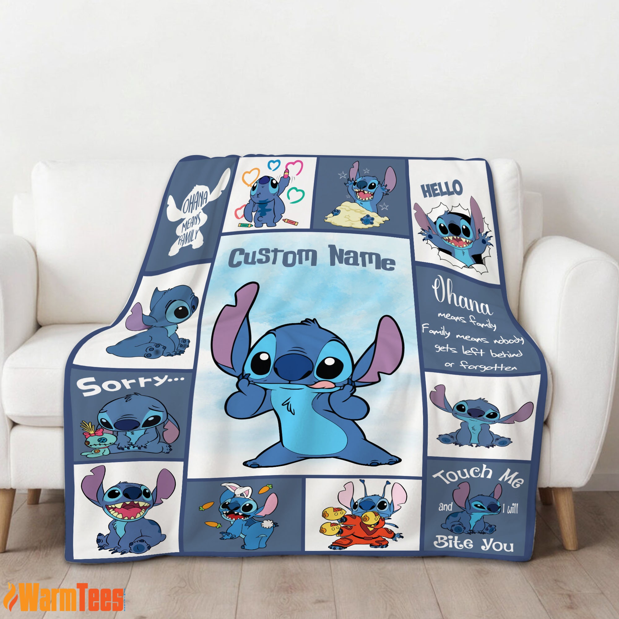 Disney Playful Stitch Collage Blanket Fleece Customized Blanket