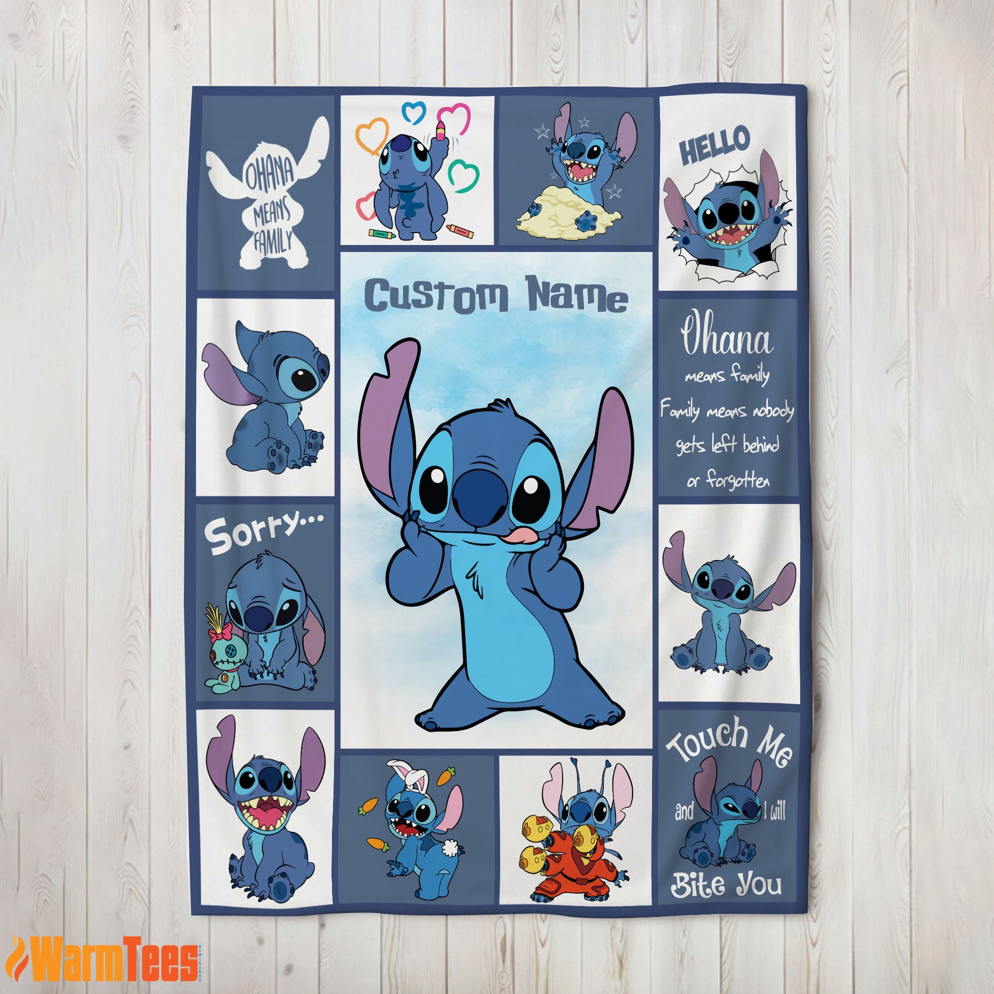Disney Playful Stitch Collage Blanket Fleece Customized Blanket