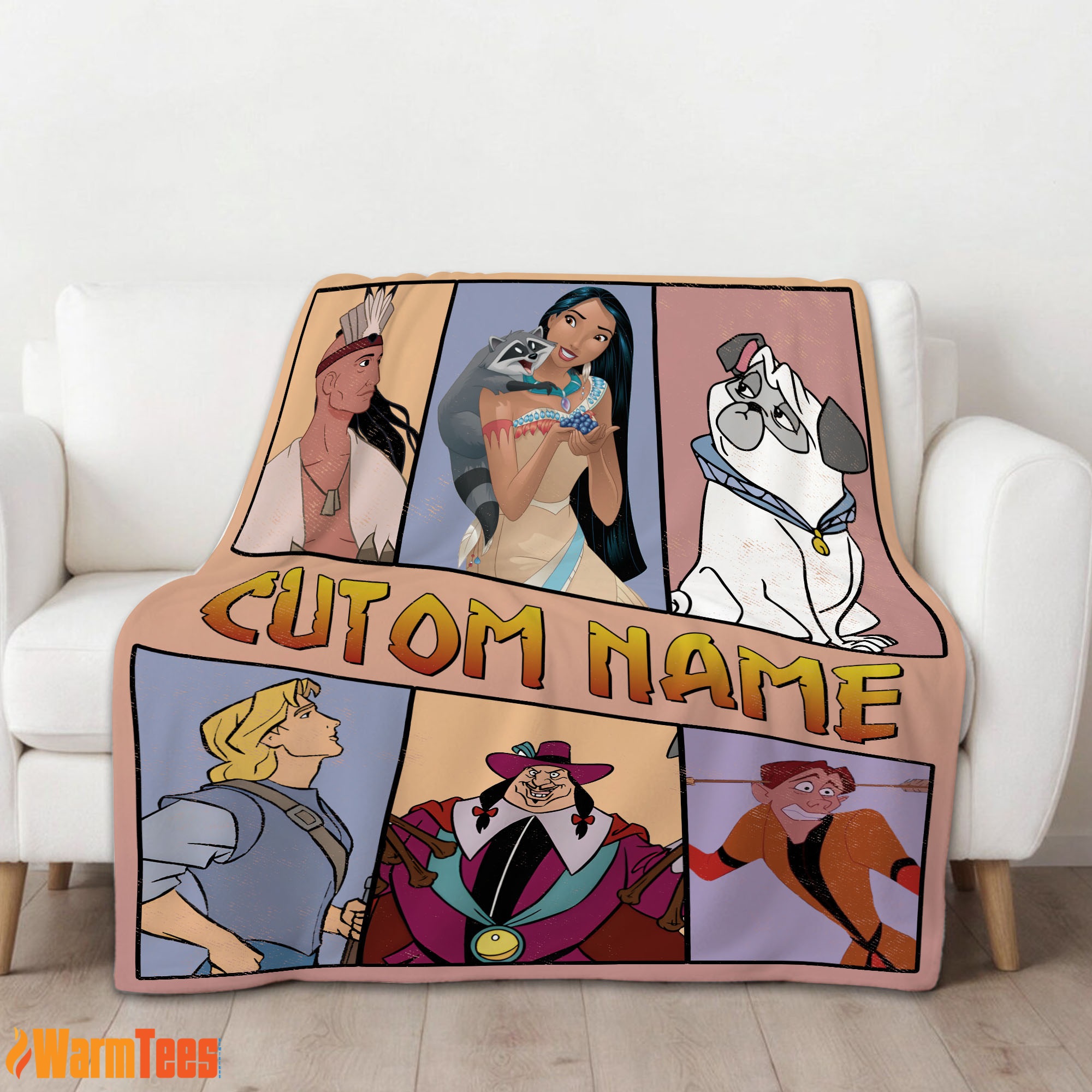 Disney Pocahontas Meeko Percy John Smith Blanket Fleece Customized Blanket