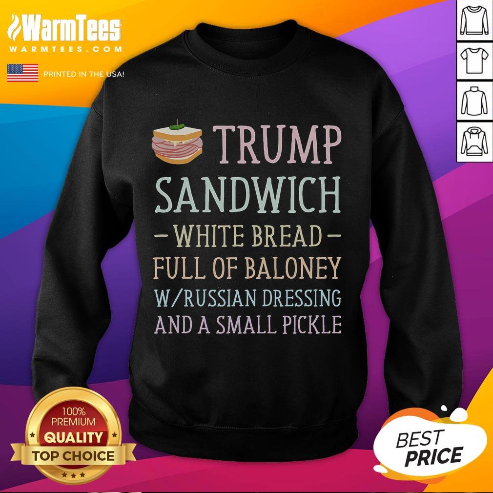 Funny Anti-Trump Sandwich Sign Sweatshirt featuring humorous graphic, perfect for political satire lovers and casual wear.