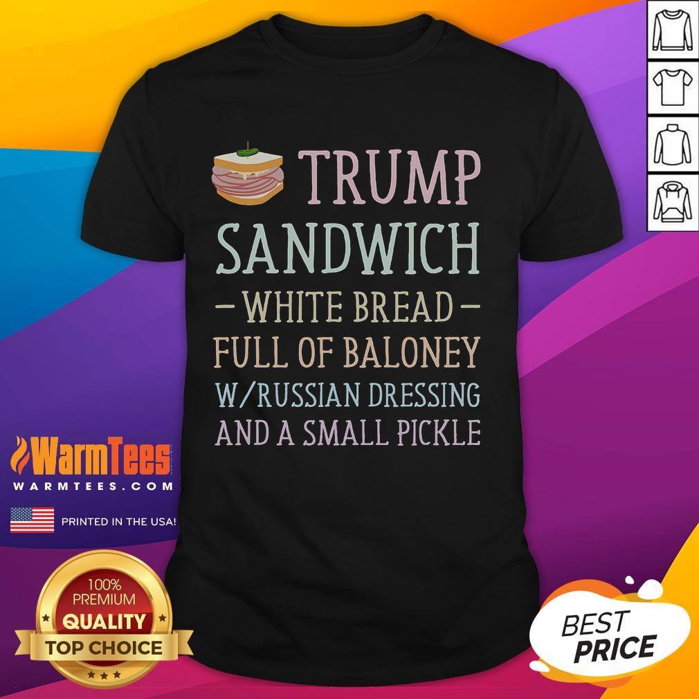 Funny Anti Trump Sandwich Sign T-Shirt featuring humorous graphics and text, perfect for expressing political opinions.
