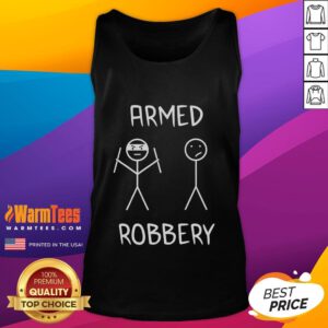 Funny armed robbery stickman in a tank top, showcasing a humorous take on crime with a playful stick figure design.