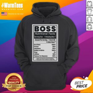 Alt Text: Funny Boss Day Nutritional Facts Hoodie featuring humorous graphics and vibrant colors for a perfect office gift.