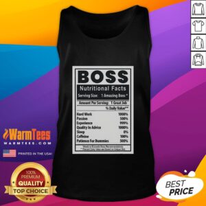 Funny Boss Day Nutritional Facts Tank Top featuring humorous graphics and playful text for office celebration attire.