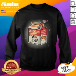 Funny calico cat with sarcasm juice graphic on a sweatshirt, showcasing 100 negative thoughts in a humorous design.